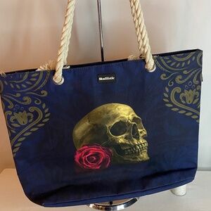 Skull Canvas Tote Bag, NWT